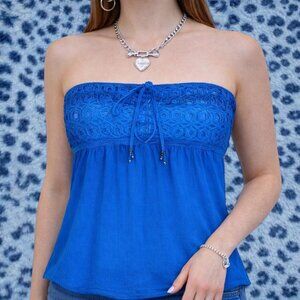 No Boundaries Blue Halter Tube Top